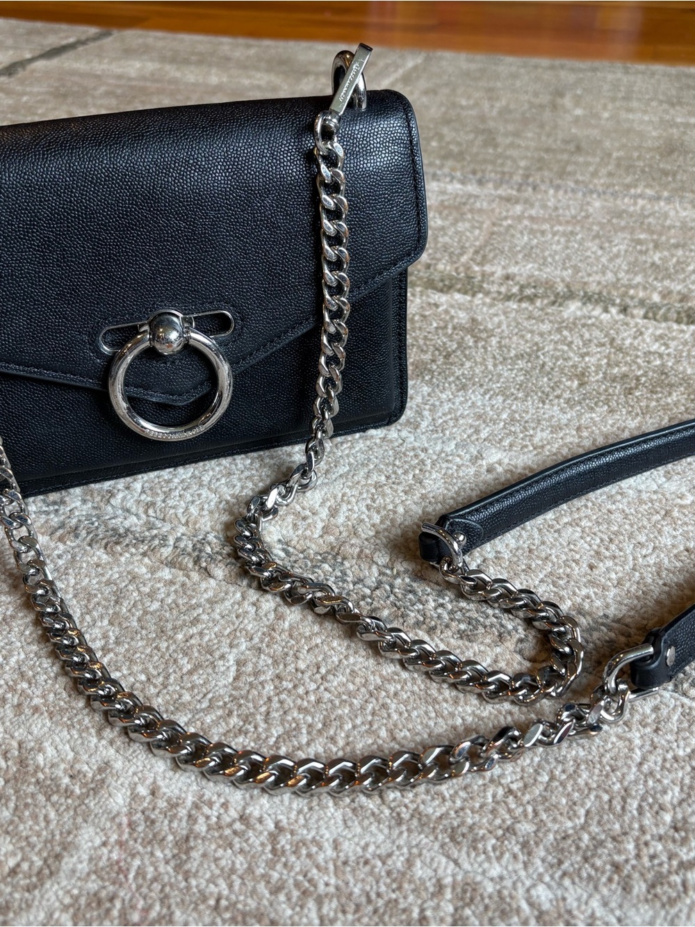 Rebecca Minkoff Jean Leather Crossbody Bag Black Chain